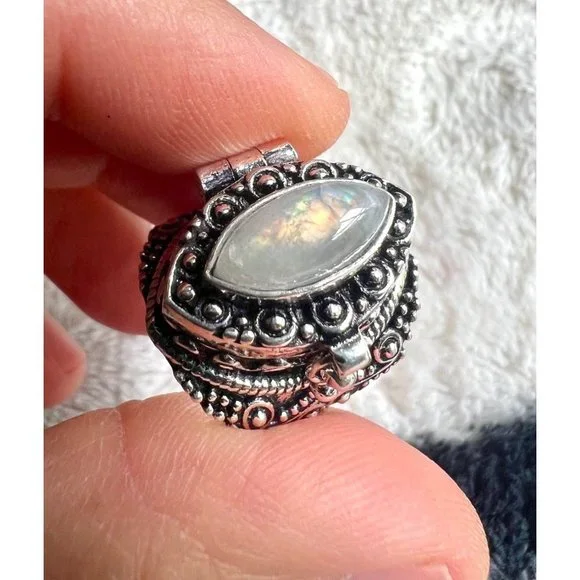 925 Rainbow Flash Moonstone POISON Ring 6, 7, 10 - Picture 7 of 13